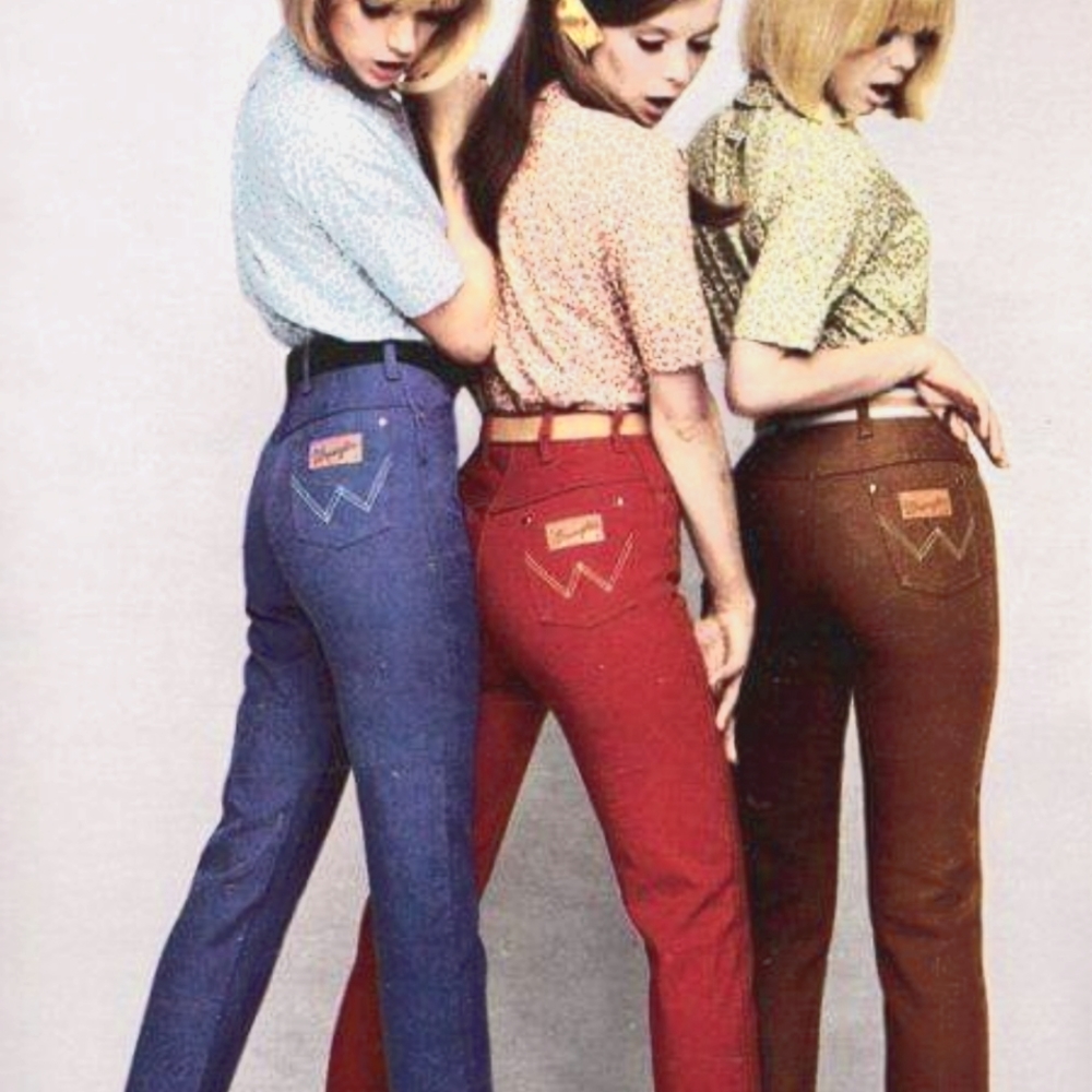 Vintage red high rise Wranglers